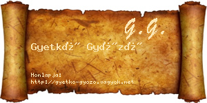 Gyetkó Győző névjegykártya